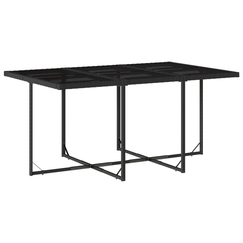 Set mobilier de exterior cu perne, 11 piese, negru, poliratan — imaginea 4
