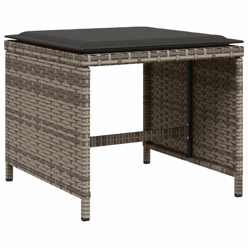 Set mobilier de gradina cu perne, 13 piese, gri, poliratan — imaginea 5