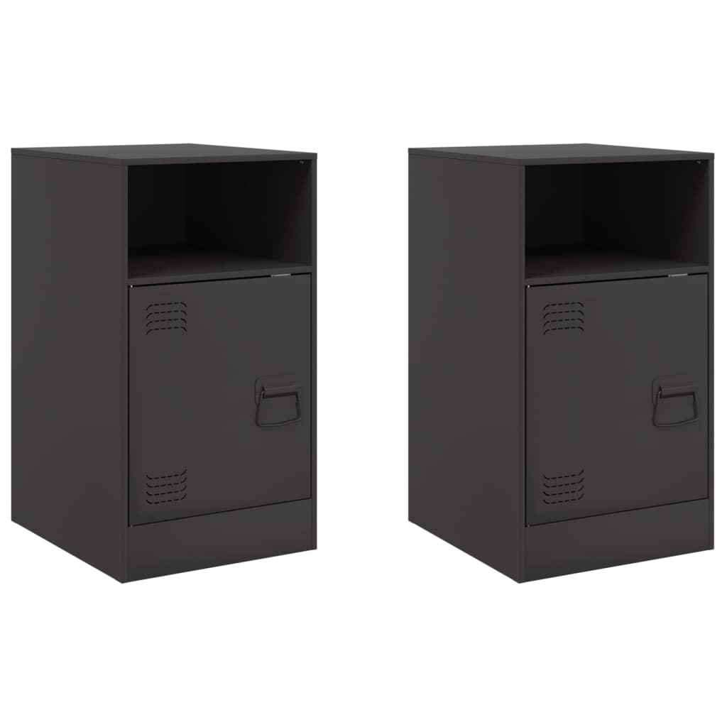 Noptiere, 2 buc., negru, 34,5x39x62 cm, otel