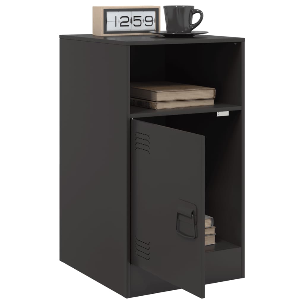 Noptiere, 2 buc., negru, 34,5x39x62 cm, otel — imaginea 4