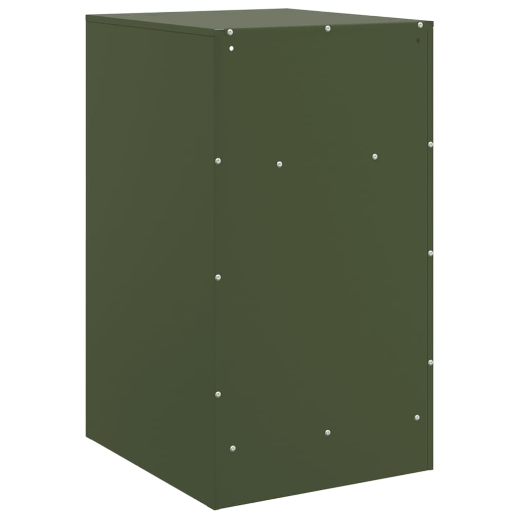Noptiere, 2 buc., verde olive, 34,5x39x62 cm, otel — imaginea 9