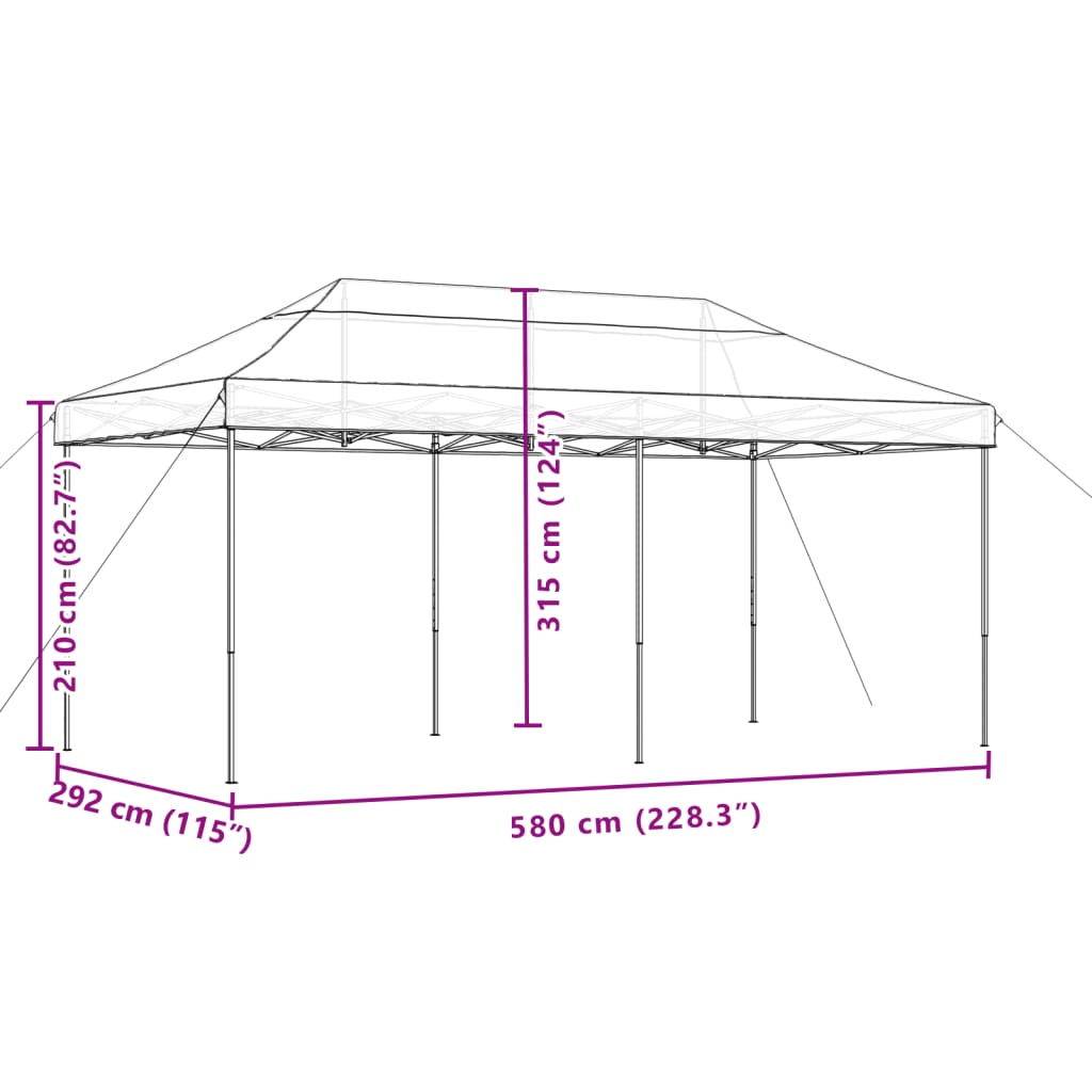 Cort de petrecere pliabil Pop-Up, 580x292x315 cm, verde — imaginea 9
