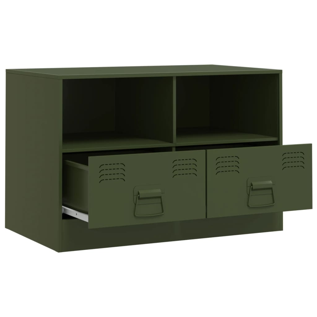Comoda TV, verde masliniu, 67x39x44 cm, otel — imaginea 7