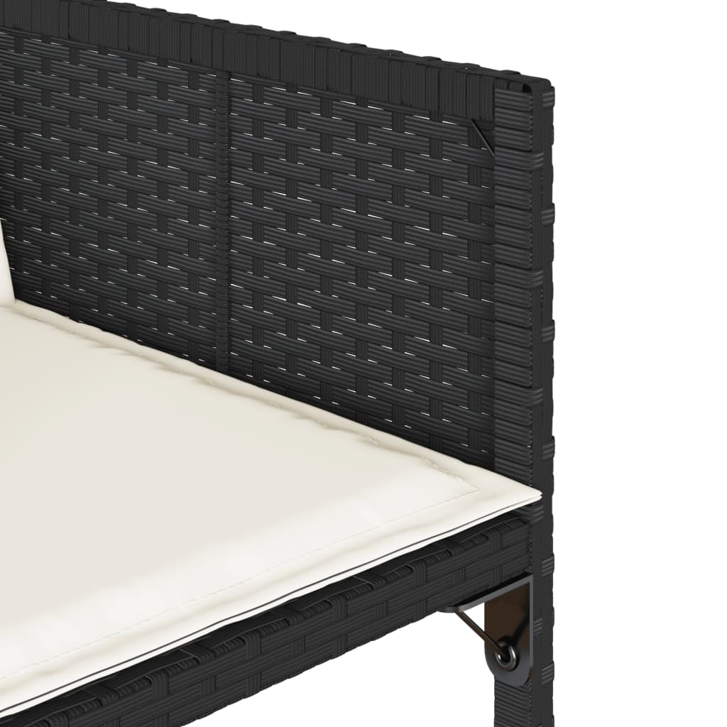 Set mobilier de gradina cu perne, 5 piese, negru, poliratan — imaginea 7