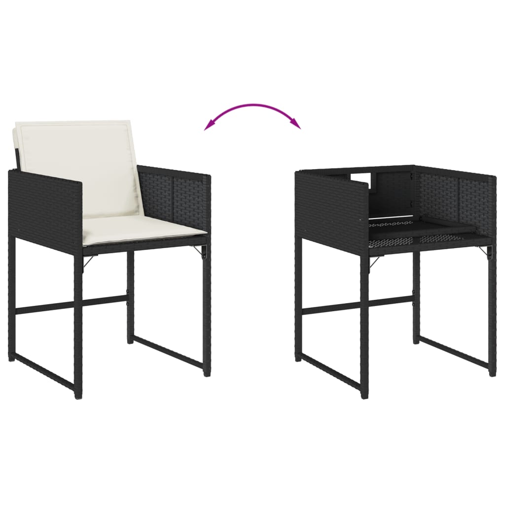 Set mobilier de gradina cu perne, 5 piese, negru, poliratan — imaginea 8