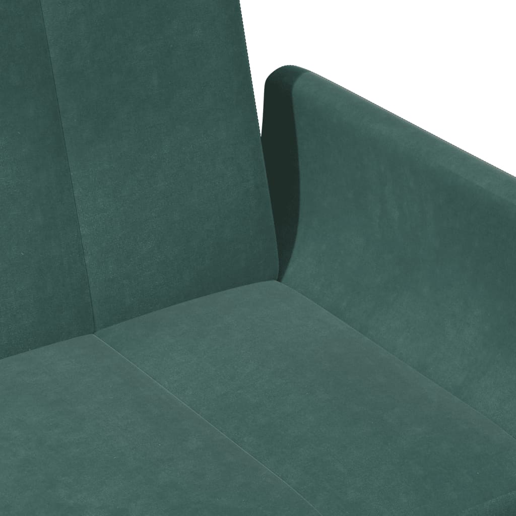 Canapea extensibila cu taburet, 2 locuri, verde inchis, catifea — imaginea 9