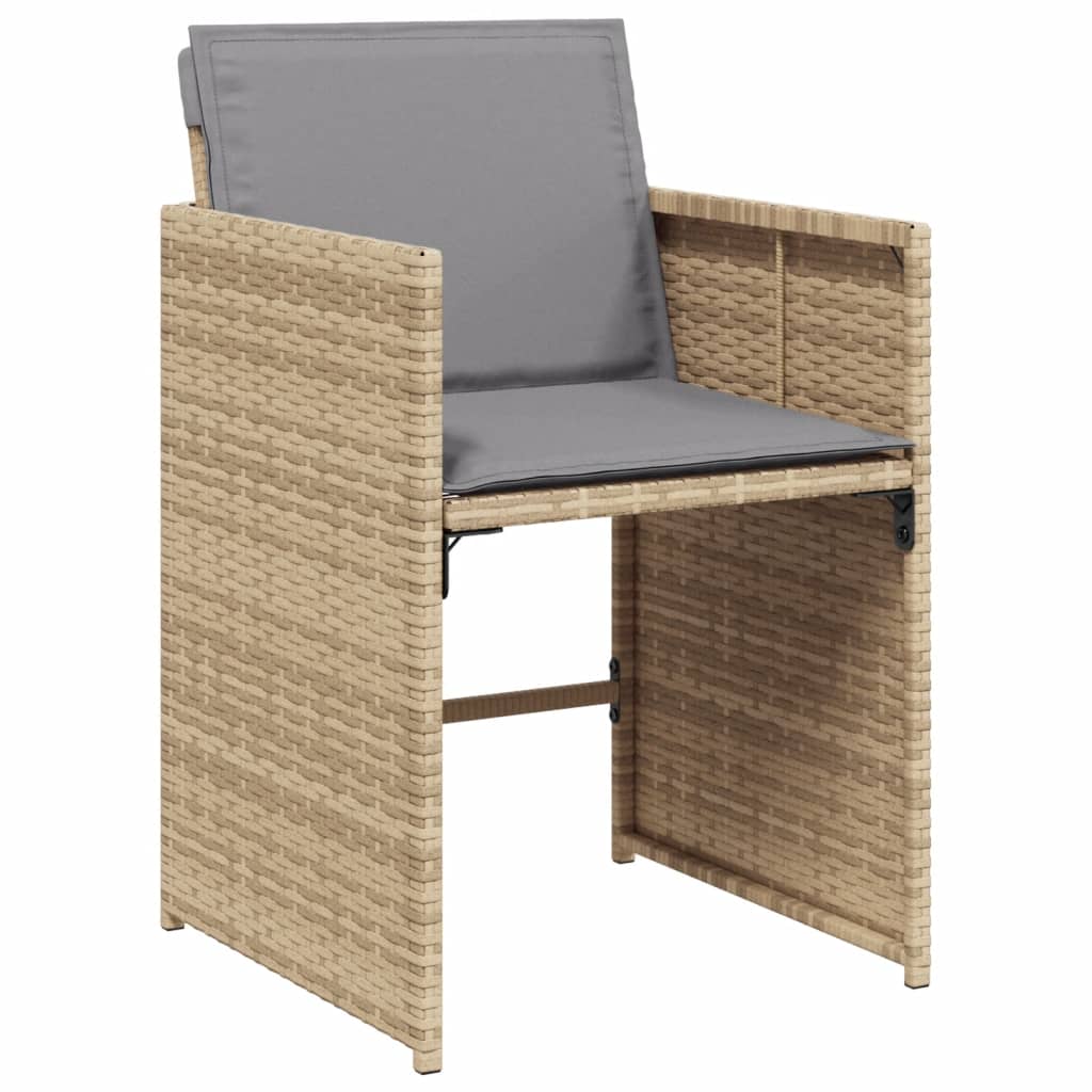 Set mobilier gradina cu perne, 11 piese bej combinat poliratan — imaginea 5