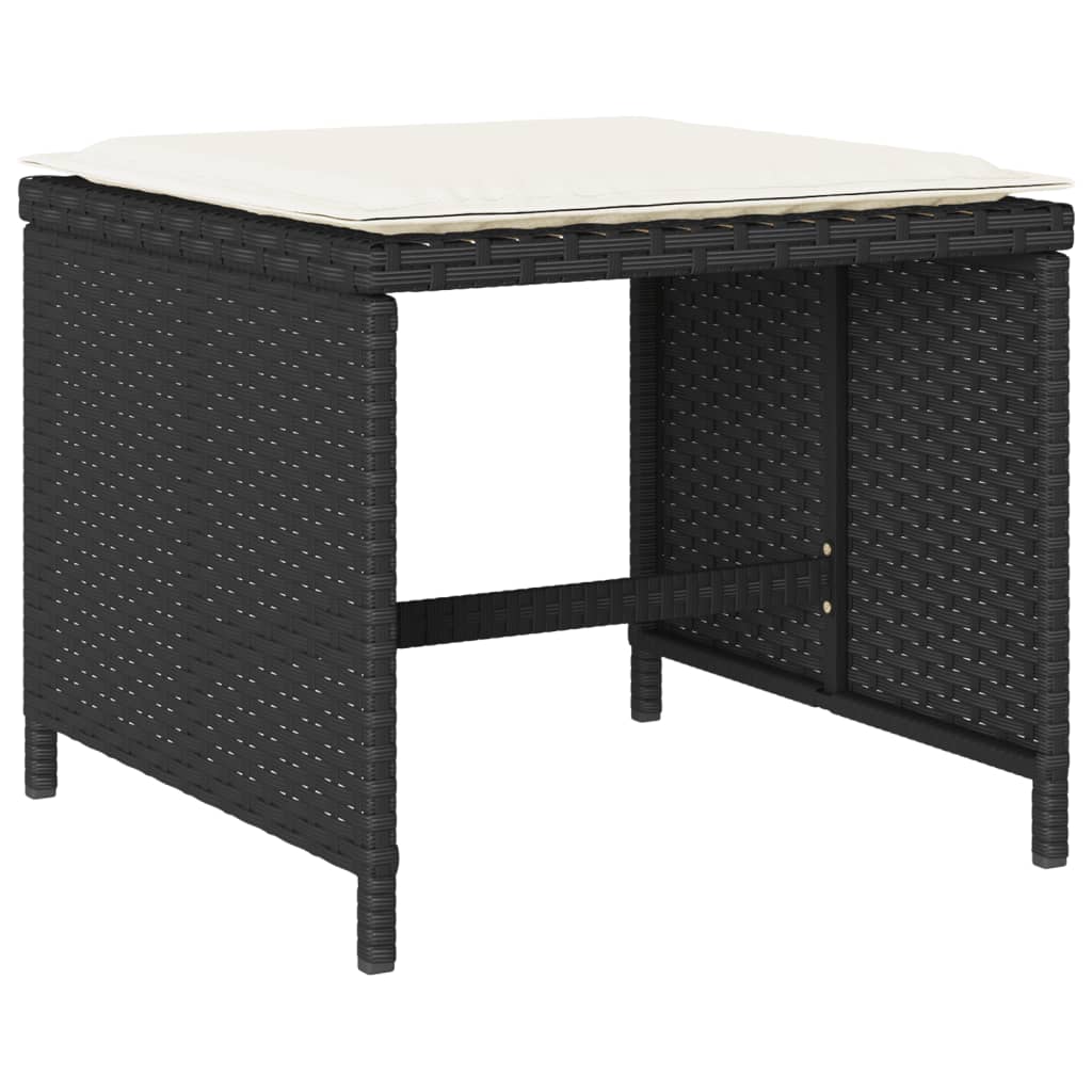 Set mobilier de gradina cu perne, 13 piese, negru, poliratan — imaginea 6