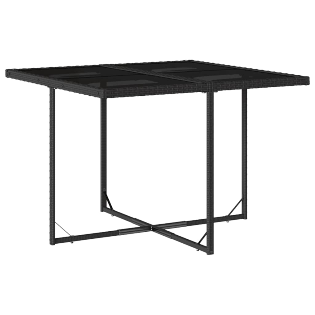 Set mobilier de exterior cu perne, 11 piese, negru, poliratan — imaginea 3
