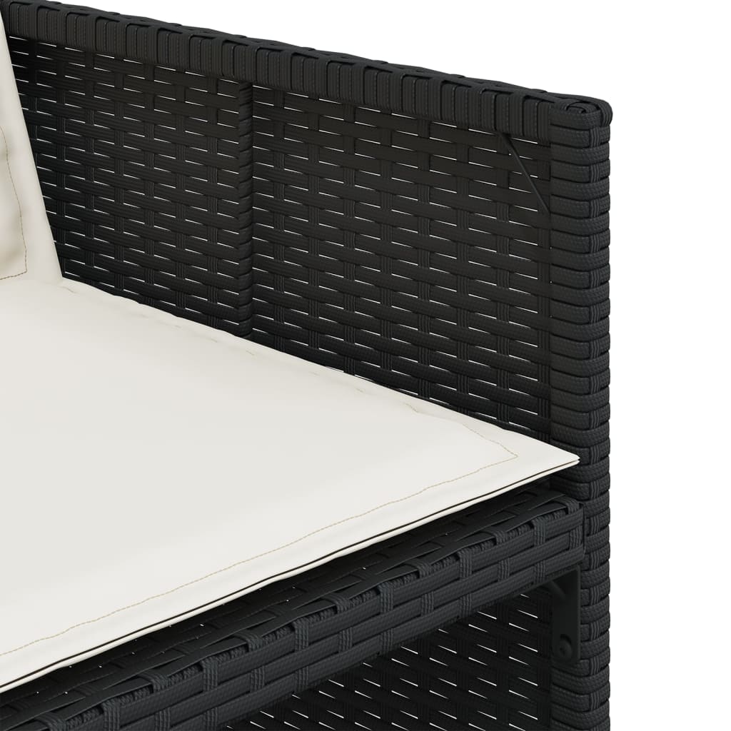 Set mobilier de exterior cu perne, 11 piese, negru, poliratan — imaginea 7
