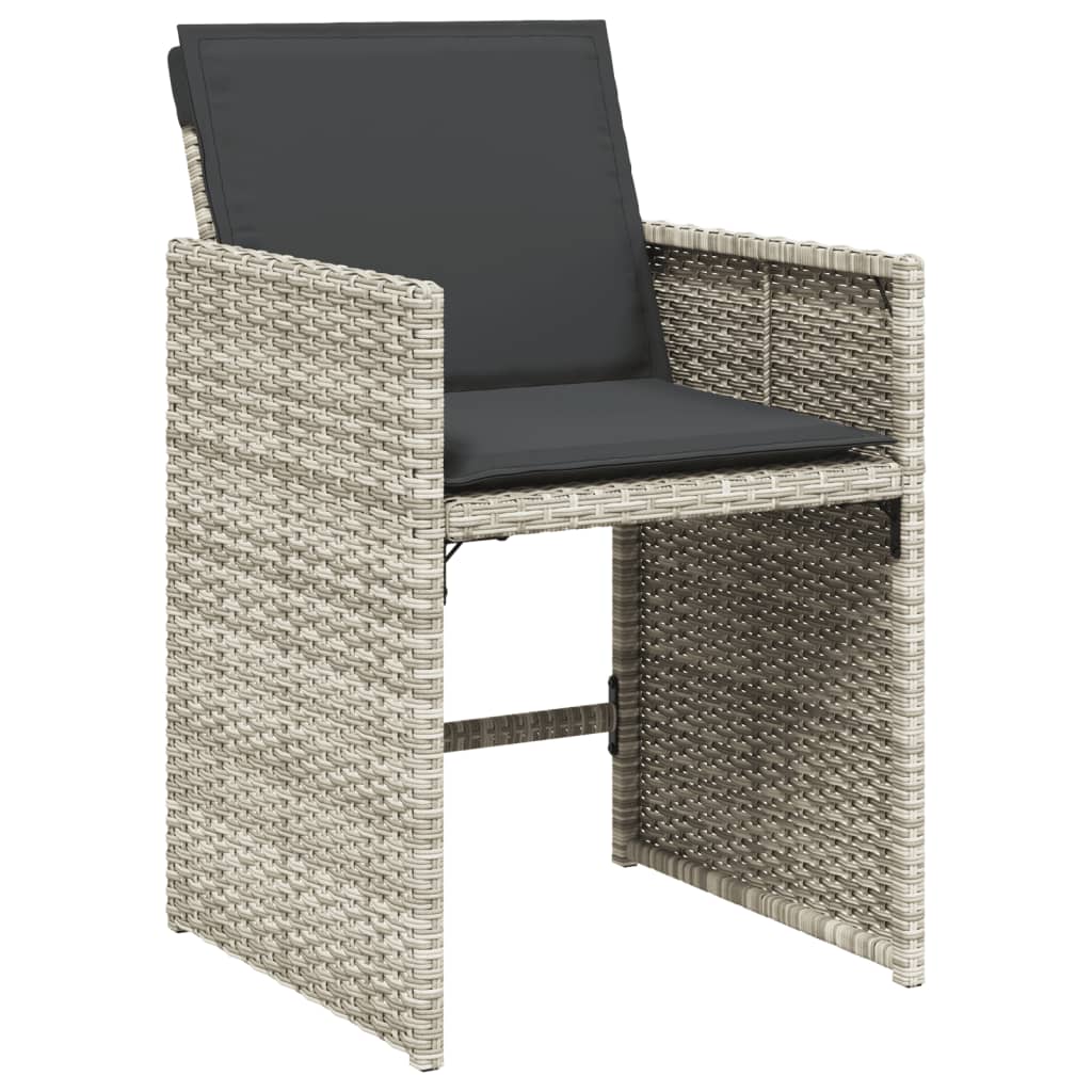 Set mobilier de gradina cu perne 13 piese gri deschis poliratan — imaginea 4