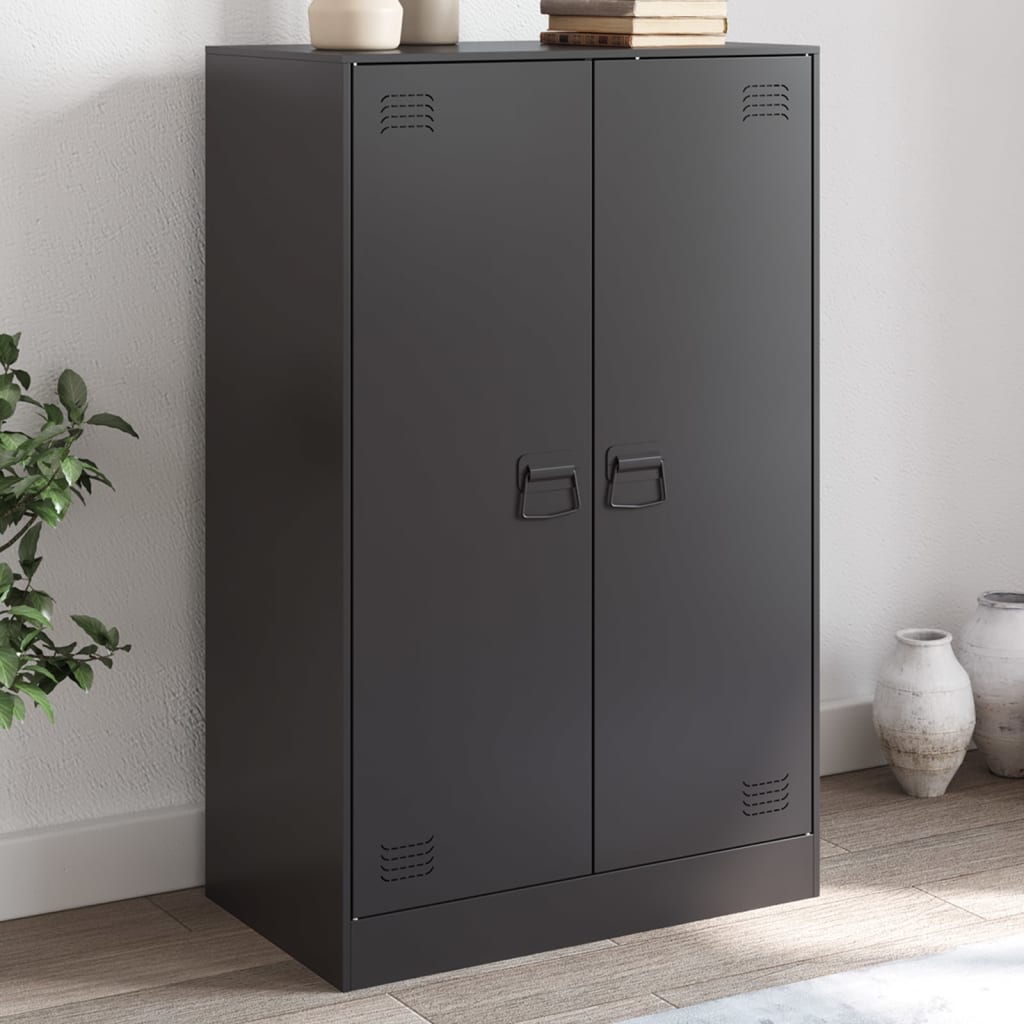Servanta, negru, 67x39x107 cm, otel — imaginea 2