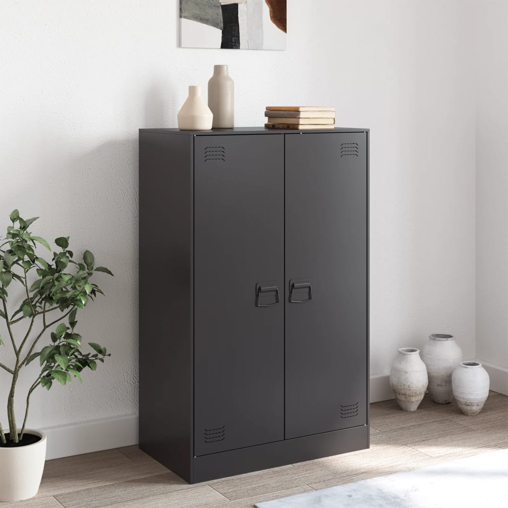 Servanta, negru, 67x39x107 cm, otel — imaginea 3