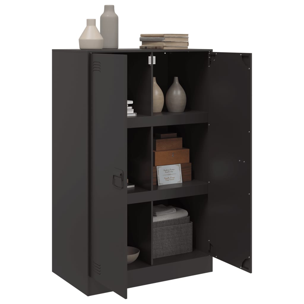 Servanta, negru, 67x39x107 cm, otel — imaginea 4