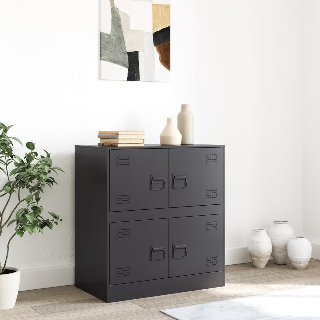 Servanta, negru, 67x39x73 cm, otel — imaginea 3