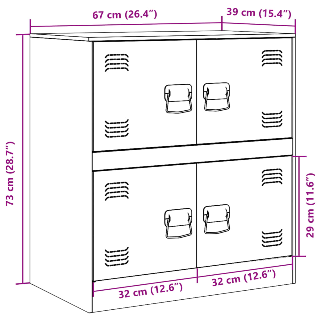 Servanta, negru, 67x39x73 cm, otel — imaginea 12