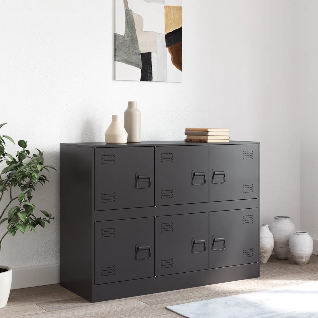 Servanta, negru, 99x39x73 cm, otel — imaginea 3