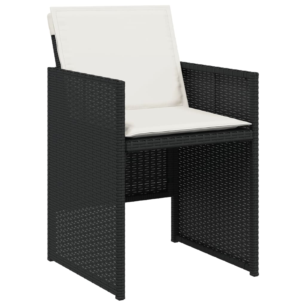 Set mobilier de gradina cu perne, 15 piese, negru, poliratan — imaginea 4