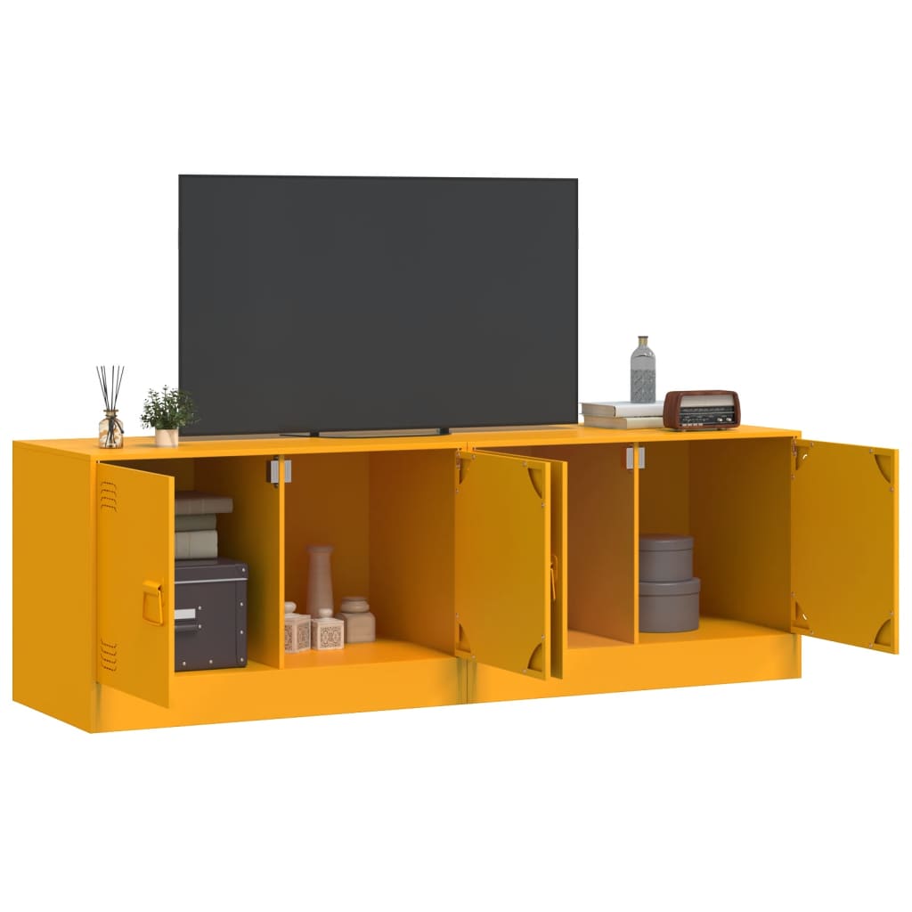 Comoda TV, 2 buc., galben mustar, 67x39x44 cm, otel — imaginea 3