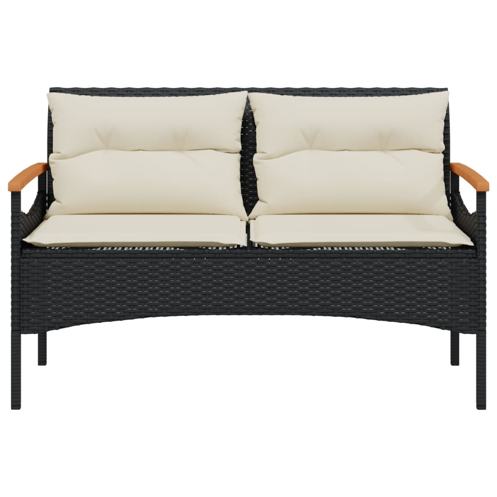 Set mobilier de gradina cu perne, 4 piese, negru, poliratan — imaginea 4