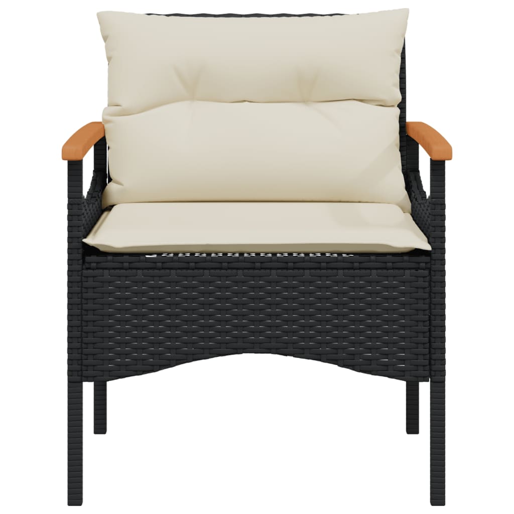 Set mobilier de gradina cu perne, 4 piese, negru, poliratan — imaginea 6
