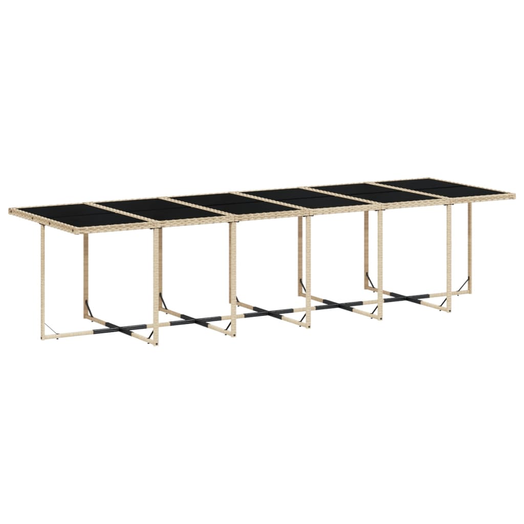 Set mobilier de gradina cu perne, 13 piese, bej, poliratan — imaginea 4