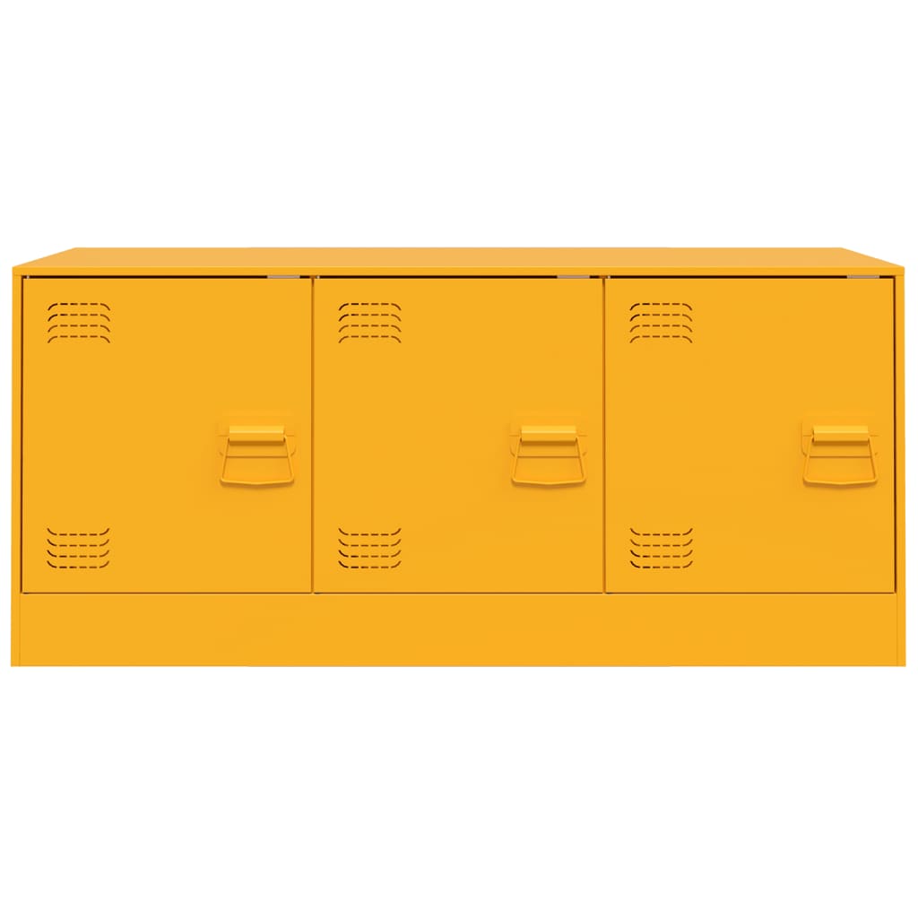 Dulap TV, galben mustar, 99x39x44 cm, otel — imaginea 6