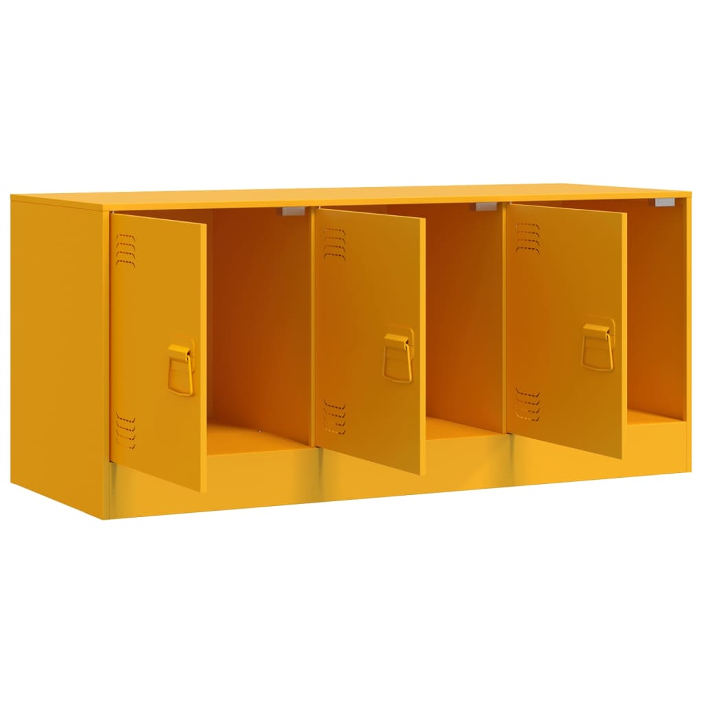 Dulap TV, galben mustar, 99x39x44 cm, otel — imaginea 7