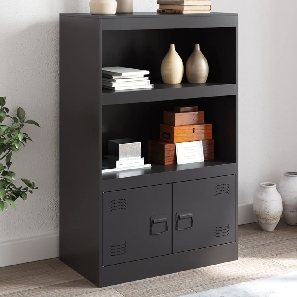 Servanta, negru, 67x39x107 cm, otel — imaginea 2