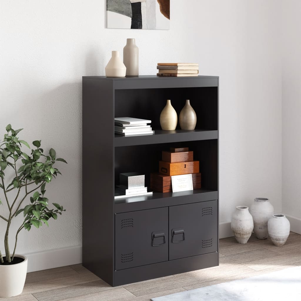 Servanta, negru, 67x39x107 cm, otel — imaginea 3