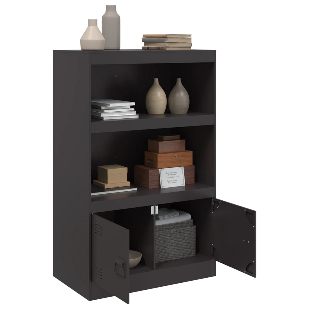 Servanta, negru, 67x39x107 cm, otel — imaginea 4