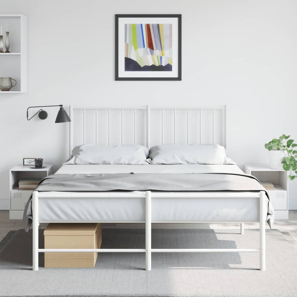 Noptiere, 2 buc., alb, 34,5x39x44 cm, otel — imaginea 2
