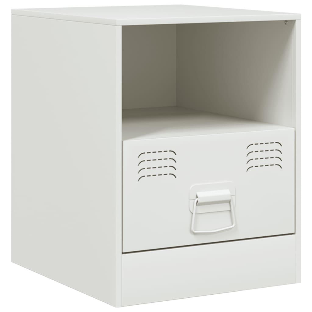 Noptiere, 2 buc., alb, 34,5x39x44 cm, otel — imaginea 6