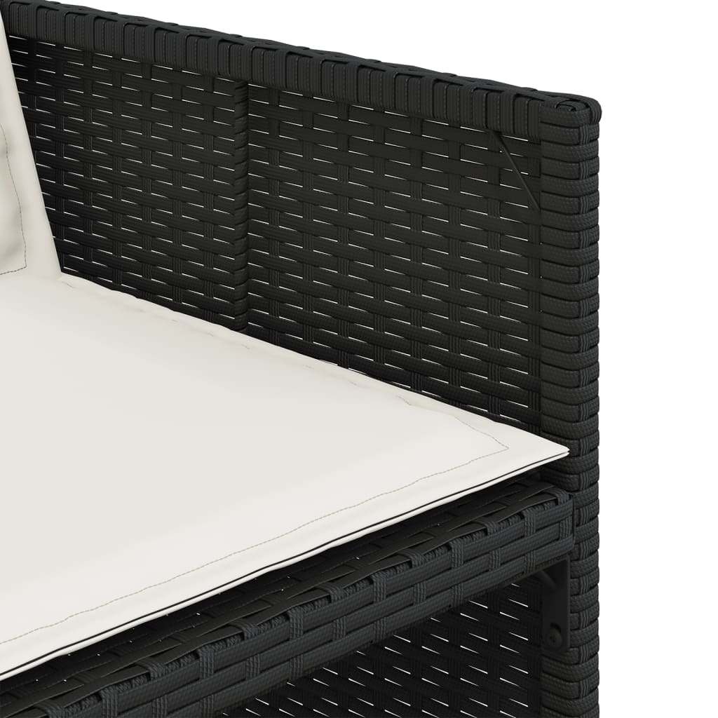 Set mobilier de gradina cu perne, 15 piese, negru, poliratan — imaginea 9