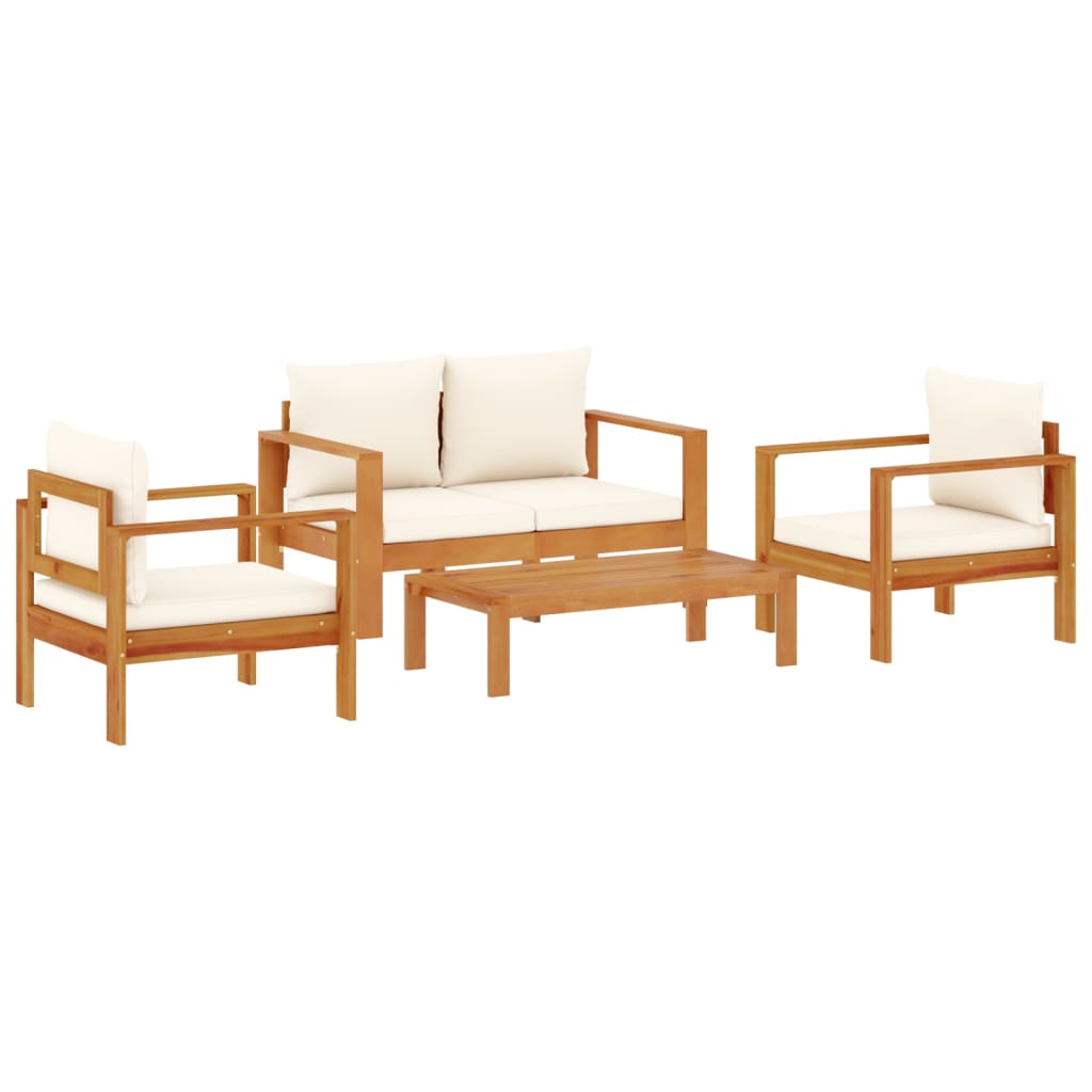 Set canapele de gradina cu perne, 4 piese, lemn masiv de acacia — imaginea 2