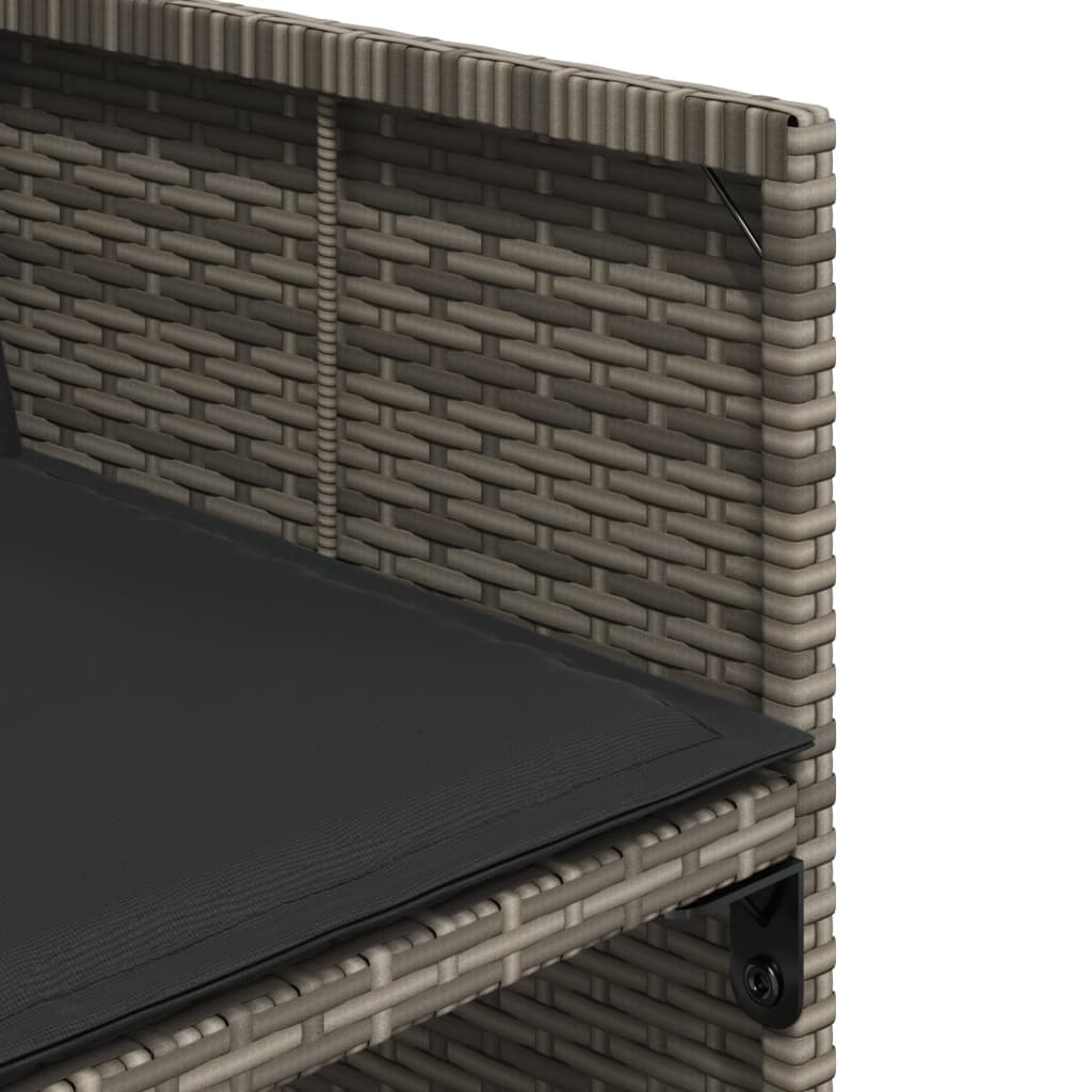 Set mobilier de gradina cu perne, 11 piese, gri, poliratan — imaginea 9