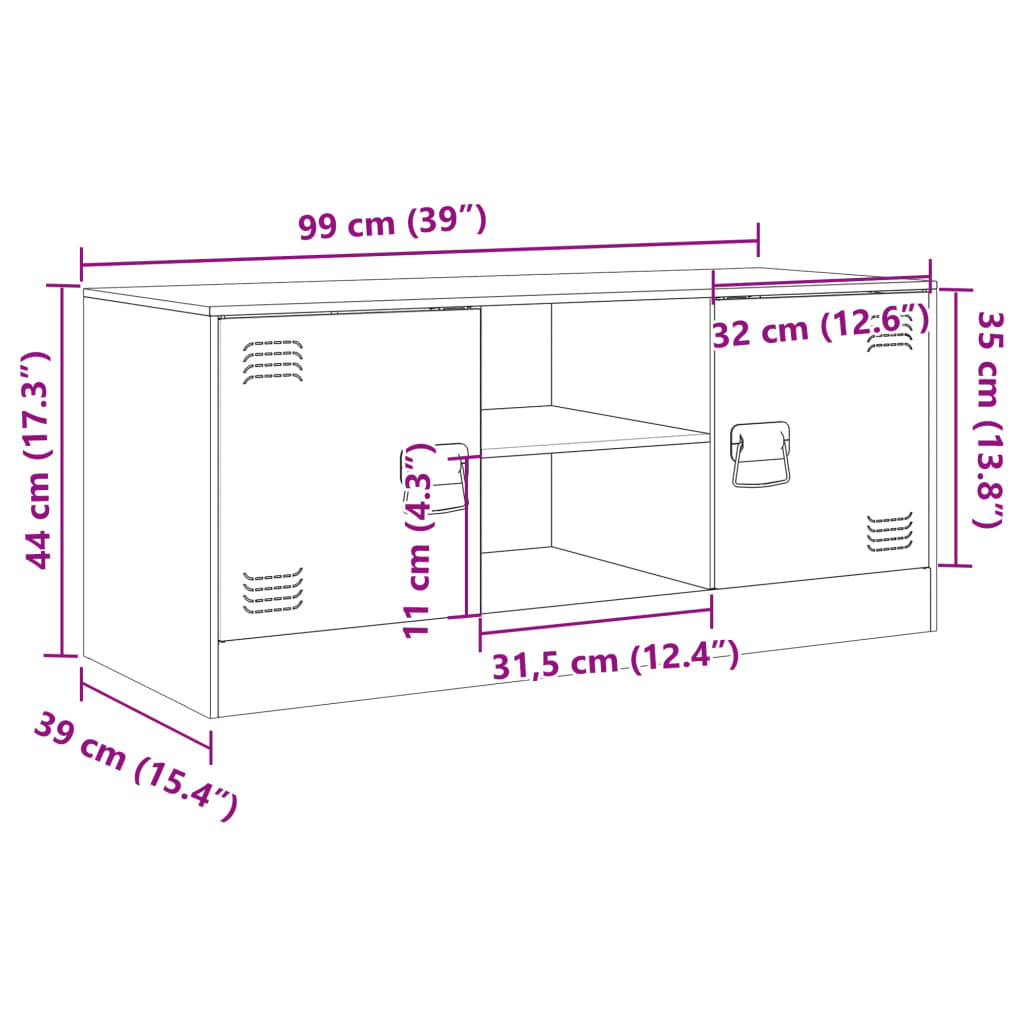 Comoda TV, alb, 99x39x44 cm, otel — imaginea 13