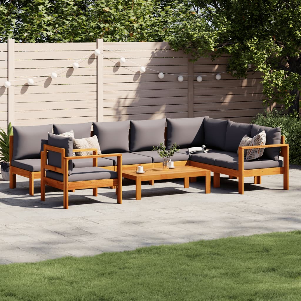 Set de canapele gradina cu perne, 6 piese, lemn masiv acacia — imaginea 2