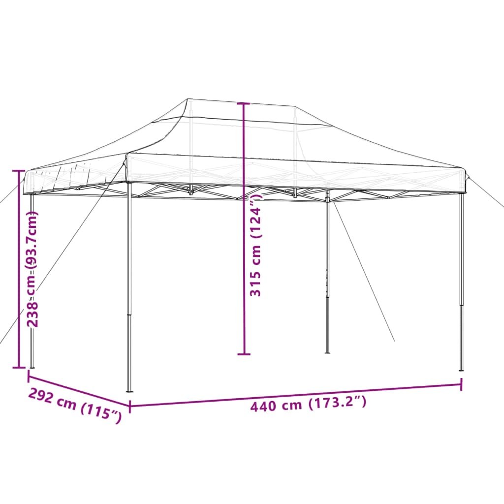 Cort de petrecere pliabil Pop-Up, 440x292x315 cm, maro — imaginea 9