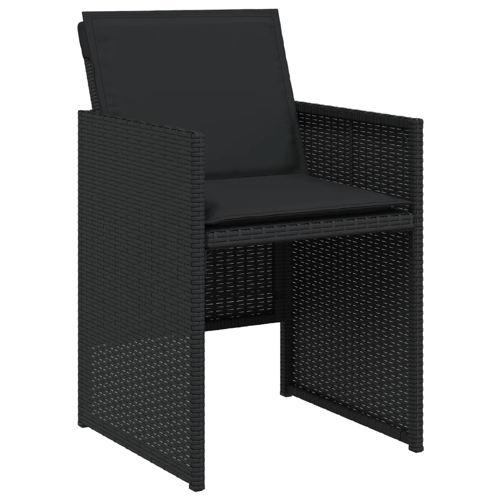 Set mobilier de gradina cu perne, 15 piese, negru, poliratan — imaginea 4