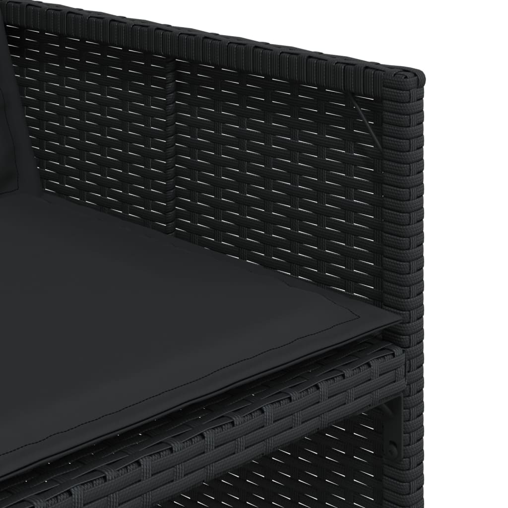 Set mobilier de gradina cu perne, 15 piese, negru, poliratan — imaginea 7