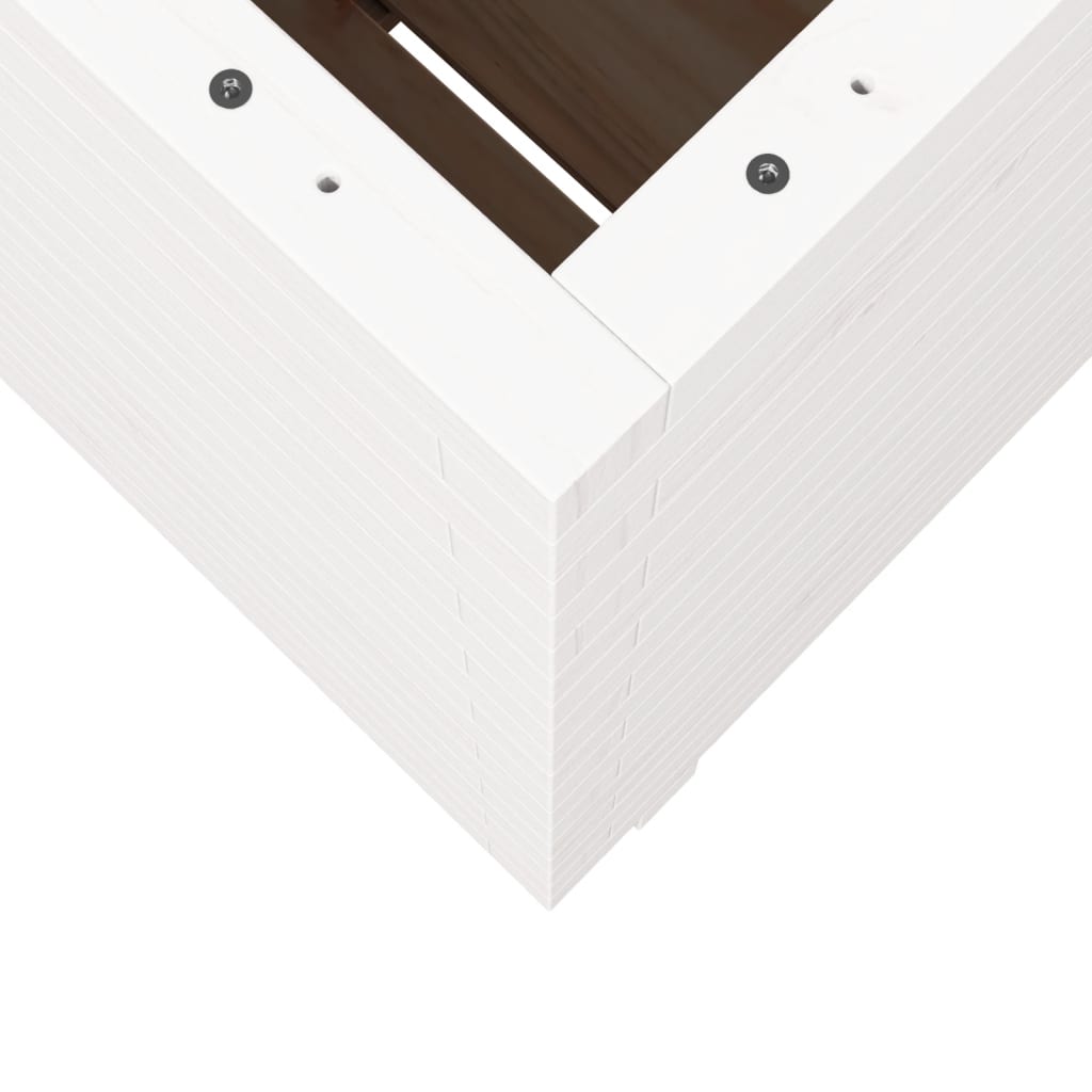 Jardiniera de gradina, alb, 50x50x72,5 cm, lemn masiv de pin — imaginea 8