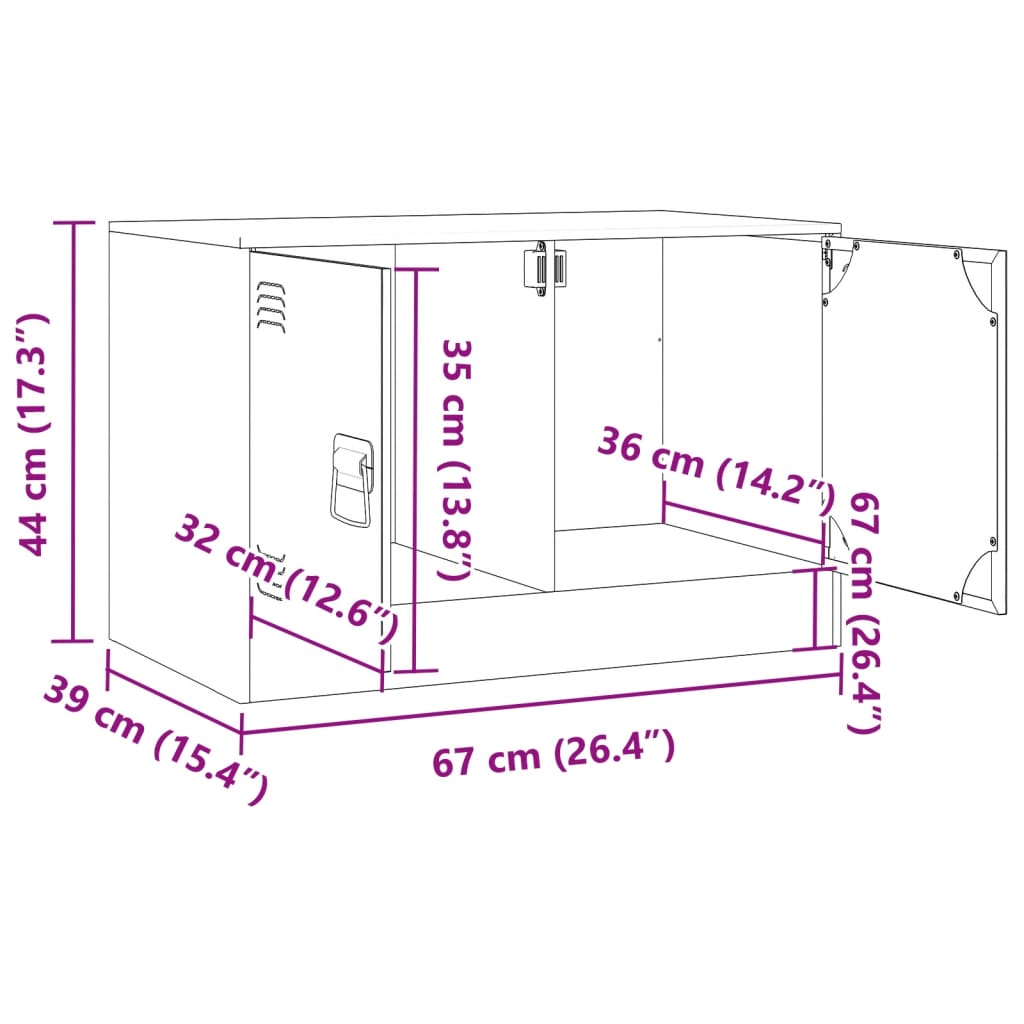 Comoda TV, alb, 67x39x44 cm, otel — imaginea 12