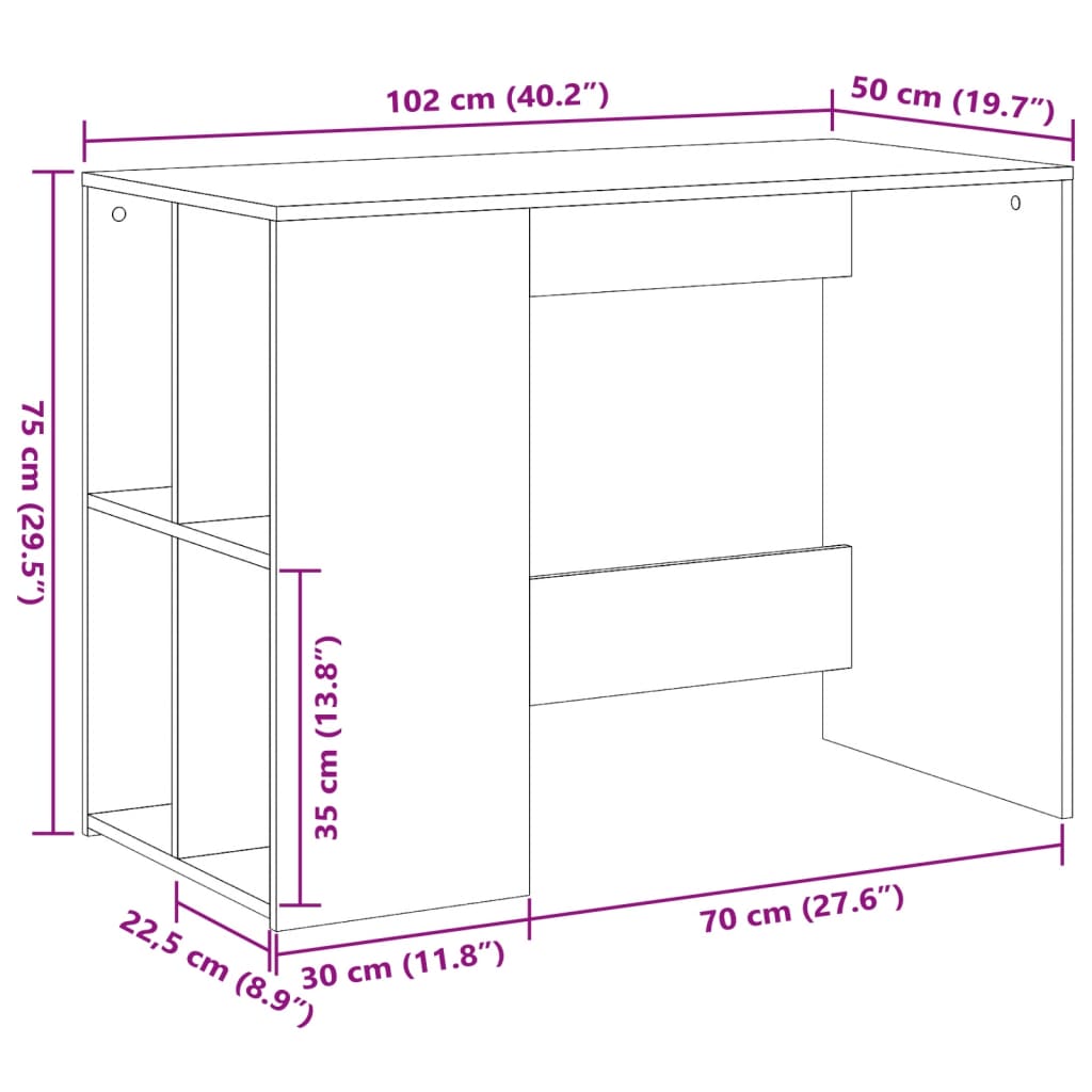 Birou, stejar sonoma, 102x50x75 cm, lemn compozit — imaginea 9
