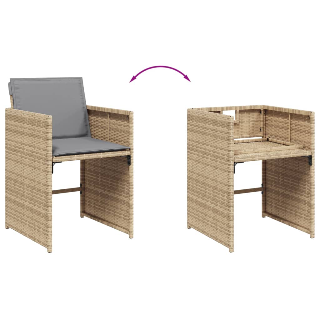 Set mobilier gradina cu perne, 11 piese bej combinat poliratan — imaginea 7