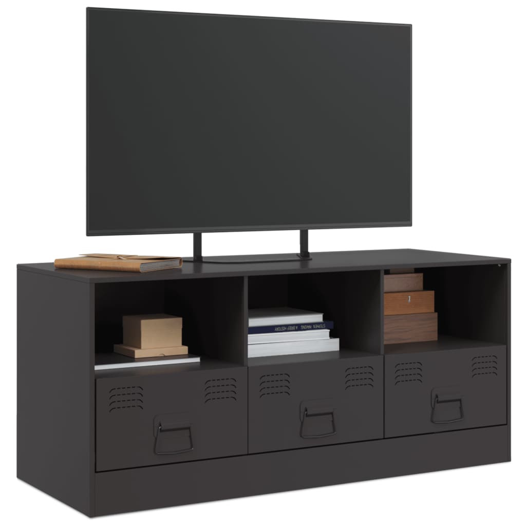 Comoda TV, negru, 99x39x44 cm, otel — imaginea 4