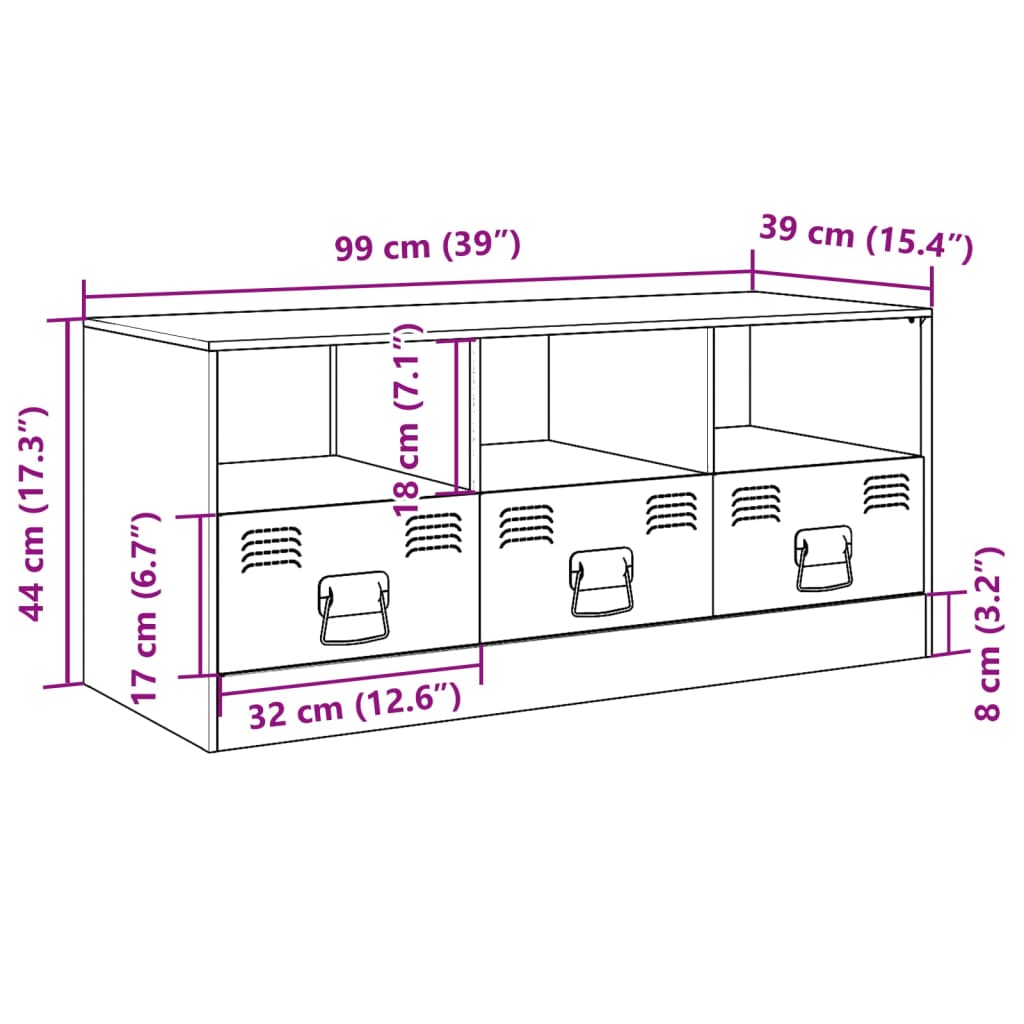 Comoda TV, negru, 99x39x44 cm, otel — imaginea 12