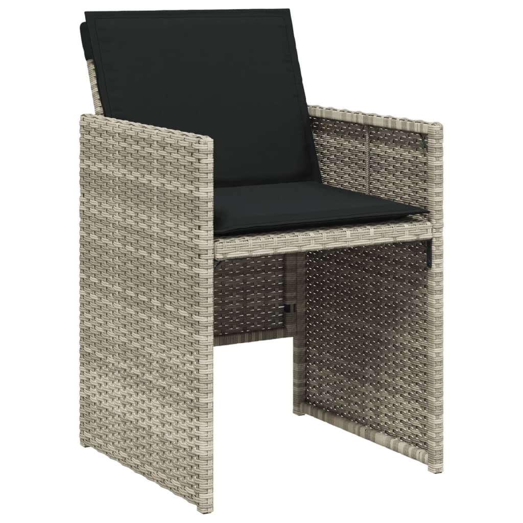 Set mobilier gradina cu perne, 9 piese, gri deschis, poliratan — imaginea 4