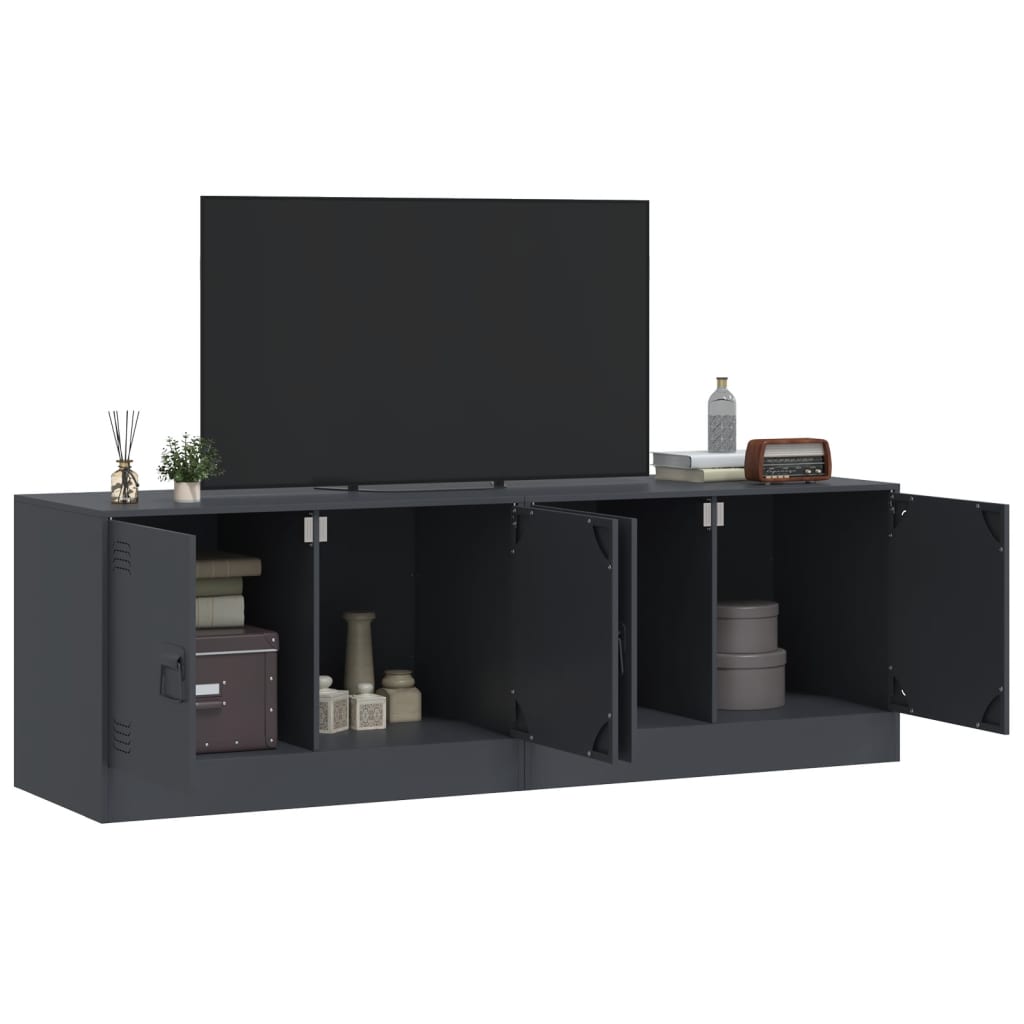 Comoda TV, 2 buc., antracit, 67x39x44 cm, otel — imaginea 3