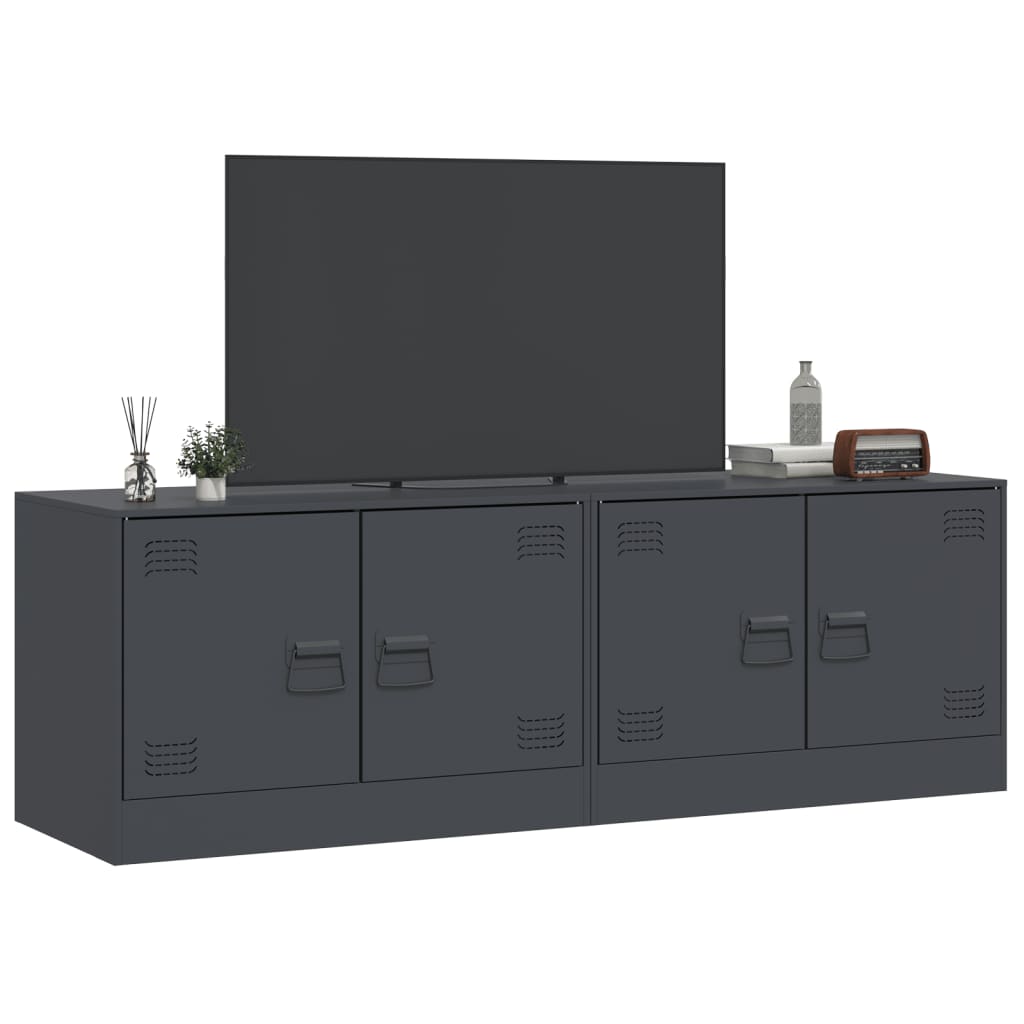Comoda TV, 2 buc., antracit, 67x39x44 cm, otel — imaginea 4